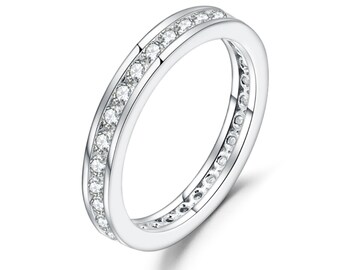 Eternity Ring Moissanite Diamond White Gold Plated.