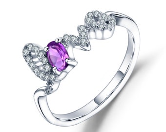 Ring of Love in handwriting with a Natural Amethyst Stone.