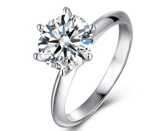 3ct Moissanite Diamond Solitaire Engagement Ring.