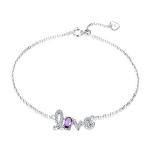 Pulseira, Carta de Amor escrita à mão com uma Pedra Ametista Natural.