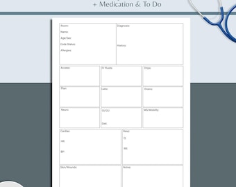 Nurse Report Sheet, MedSurg Nurse Report Sheet Day Shift (Digital Download)