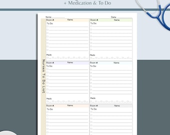 Rapportformulier voor verpleegkundige taken: Dienstplanner voor verpleegkundige patiëntenzorg (PDF digitale download)
