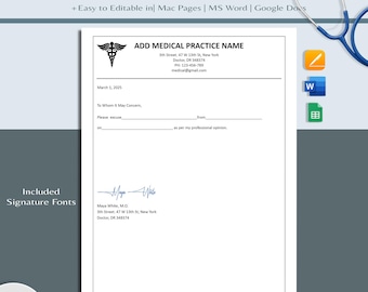 Bewerkbaar doktersverklaring sjabloon | Direct downloaden | Doktersverklaring | Valse doktersverklaring | Doktersverklaring voor werk (Word, Google Docs, Pages)