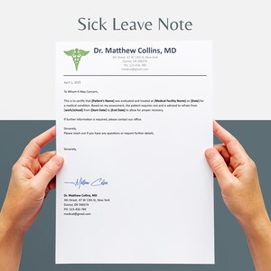 Editable Doctor Note Template, Printable Medical Excuse Note for Work ...