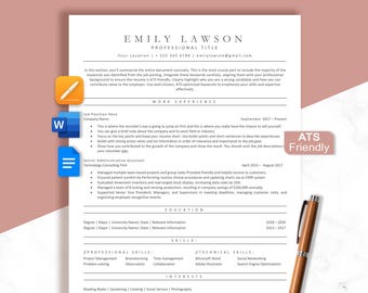 ATS-cv-sjabloon | ATS-vriendelijk cv | Modern ATS-cv-sjabloon | ATS-cv-sjabloon voor Word, Google Docs en Mac | ATS-cv-sjabloon