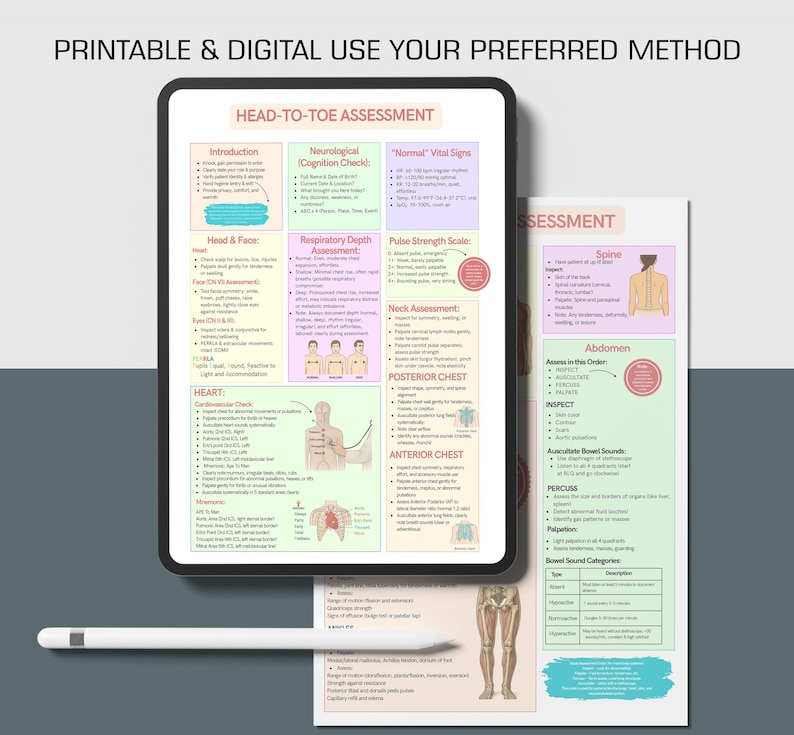 Comprehensive Patient Assessment | Head to Toe Nursing Cheat Sheet | ER ...