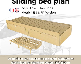 Van Sliding bed Plans PDF – expandable camper bench blueprint – DIY van conversion guide –  digital download