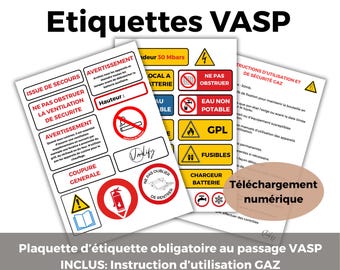 VASP Safety Stickers & Instructions PDF | Camper Van Approval | Motorhome Labels | Printable Digital File