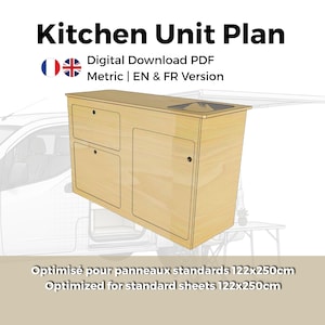 Progetti PDF per mobili da cucina per camper – Schema dettagliato passo passo – Guida alla lavorazione del legno per la cucina fai da te – Download digitale