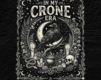 In My Crone Era PNG: Witchy Raven Celestial Clipart (Digital Download)