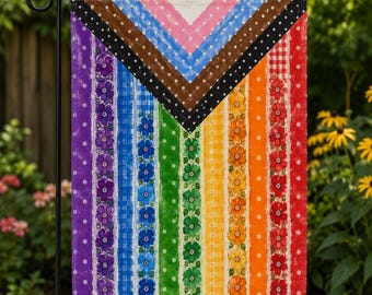 Fortschrittliche Regenbogen Blumen Garten Flagge, inklusive LGBTQ Pride Yard Dekoration