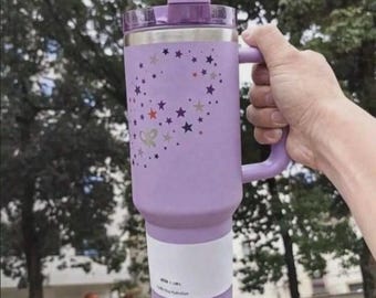 40oz Quencher H2.0 Tumbler Purple Stars Limited Edition Cup with Straw New