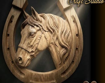 Horseshoe 3D Relief – STL File for CNC & 3D Printing. Whimsical Animal Wall Art.