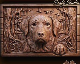 Labrador 3D Relief – STL File for CNC & 3D Printing. Wildlife Wall Art.