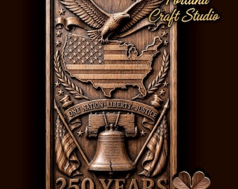 USA 250th Anniversary 3D Relief – STL File for CNC & 3D Printing. Eagle and Flag Wall Art.