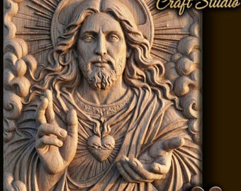 Jesus blesses 3D Relief – STL File for CNC & 3D Printing. Christian Religious Wall Art