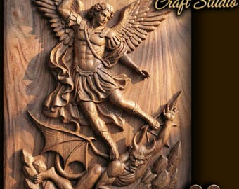 Archangel Michael 3D Relief – STL File for CNC & 3D Printing. Religious Wall Art.