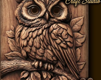 Forest Owl 3D Relief – STL File for CNC & 3D Printing. Wildlife Wall Art.