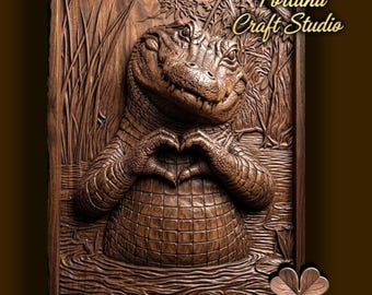 Crocodile 3D Relief – STL File for CNC & 3D Printing. Wildlife Wall Art.