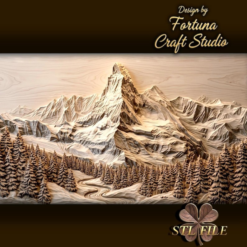Matterhorn 3D Relief – STL File for CNC & 3D Printing. Mountain Wall ...