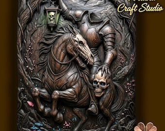Headless Horseman 3D Relief – STL File for CNC & 3D Printing. Gothic Wall Art