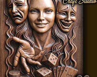 Lady Luck 3D Relief – STL File for CNC & 3D Printing. Wall Decor.