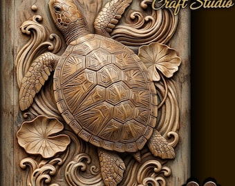 Sea Turtle 3D Relief – STL File for CNC & 3D Printing. Ocean Wall Art.