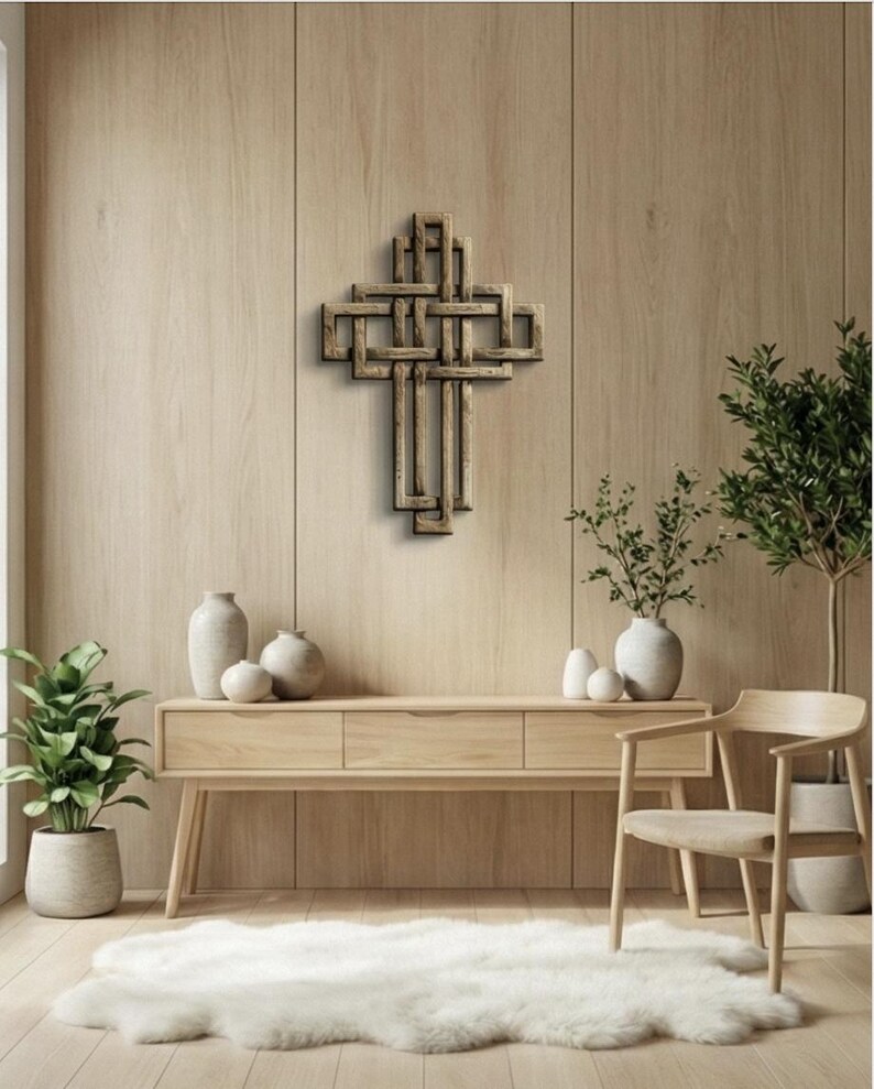 Modern Cross 3D Relief – STL File for CNC & 3D Printing. Religious Wall ...