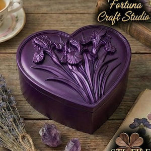 Irises Jewelry Box STL File - 3D Print Model | Digital Download - Valentine Gift