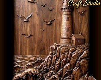 Lighthouse 3D Relief – STL File for CNC & 3D Printing. Sea Wall Art.