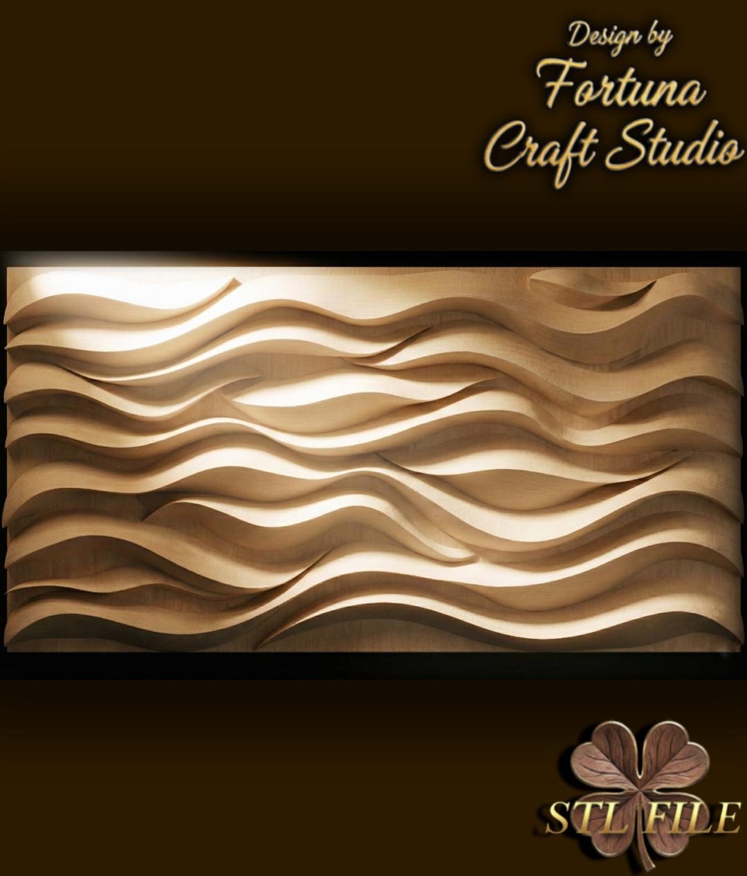 Sculptural Wood Wave 3D Relief – STL File for CNC & 3D Printing. Modern ...