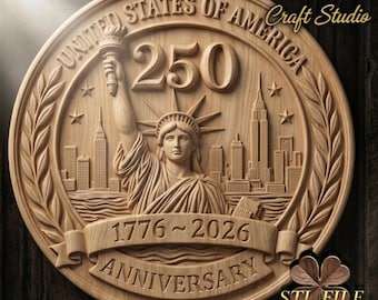USA 250th Anniversary 3D Relief – STL File for CNC & 3D Printing. Patriotic Wall Art.