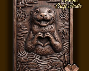 Otter 3D Relief – STL File for CNC & 3D Printing. Wildlife Wall Art.