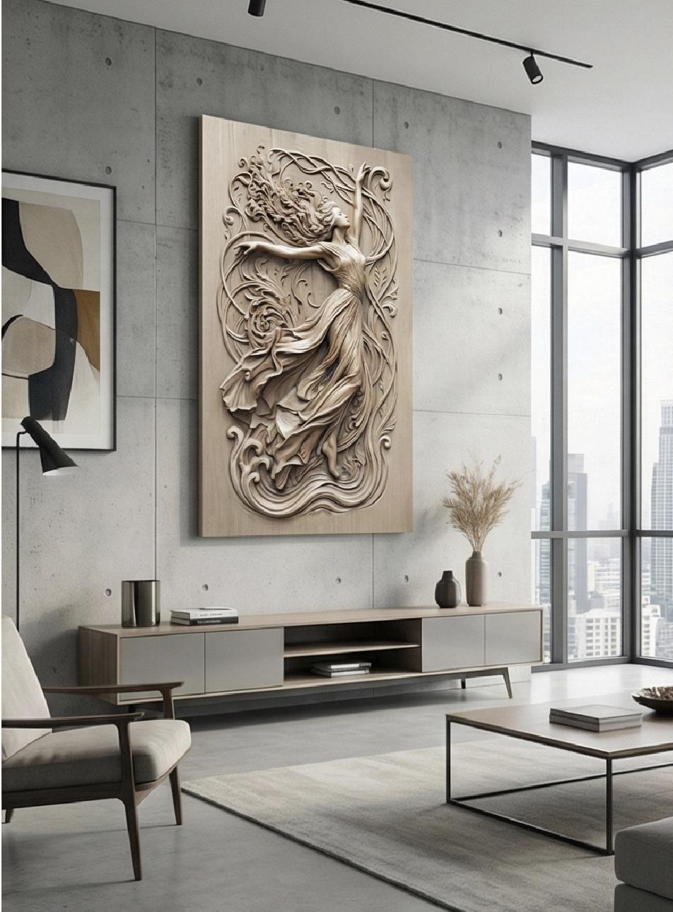 Art Nouveau Woman 3D Relief – STL File for CNC & 3D Printing. Elegant ...