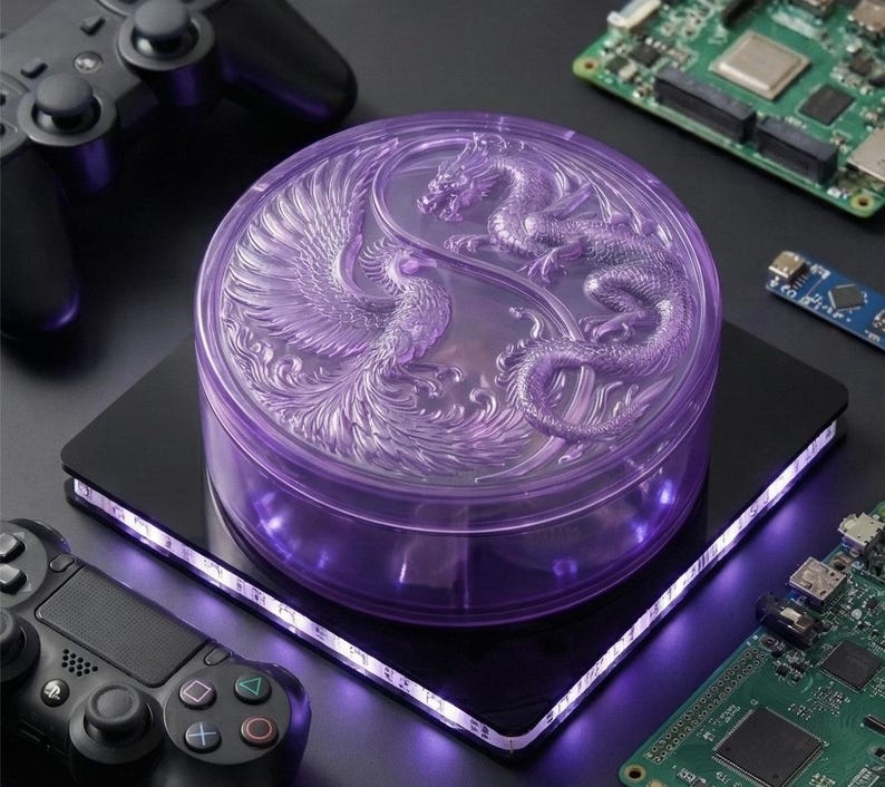 Mythical Container Pattern Dragon and Phoenix Round Trinket Box STL- 3D Printable Jewelry Case ...