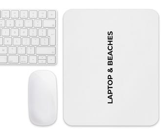 Laptop & Beaches Mouse Pad | Minimal Coastal Desk Accessory
