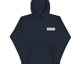 Marineblauwe trui, uniseks hoodie | Witte geborduurde hoodie Laptop & Beaches | Sweater met minimalistisch werk van overal