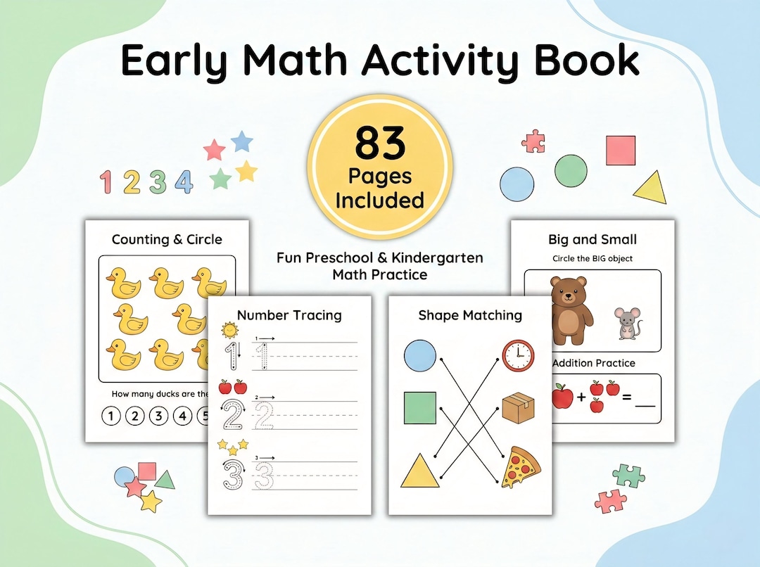 Early Math Activity Book Printable PDF – 83 Pages Preschool ...