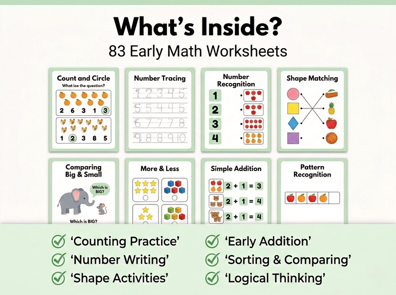 Early Math Activity Book Printable PDF – 83 Pages Preschool ...