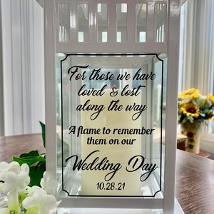 Custom Personalized Wedding Memorial Lantern, In Memory of, Memorial table, Wedding reception/Church, Memorial Mass, ETC.  in White or Beige