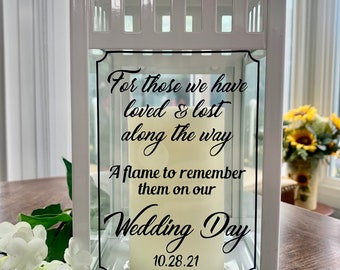 Custom Personalized Wedding Memorial Lantern, In Memory of, Memorial table, Wedding reception/Church, Memorial Mass, ETC.  in White or Beige