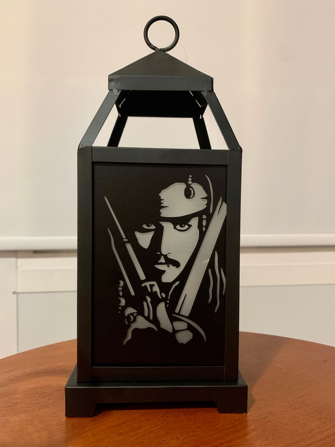 JOHNNY DEPP CHARACTER Black Silhouette Open Top Metal Lantern, Capt ...