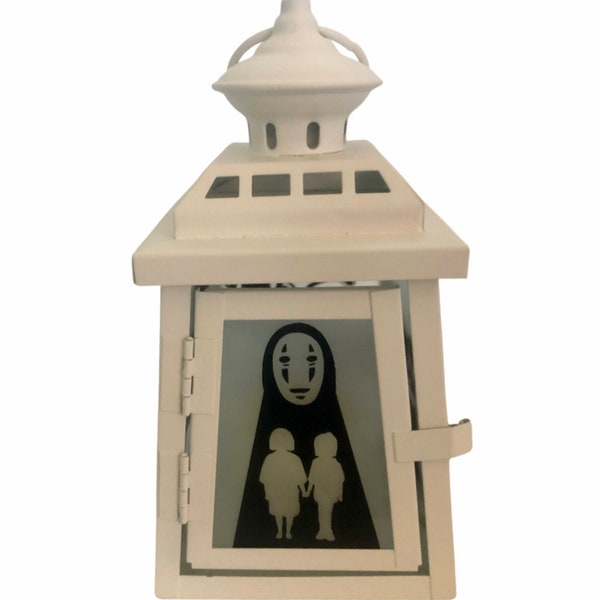 SPIRITED AWAY Ghibli Silhouette White LED Metal Lantern, available in clear or frosted glass.