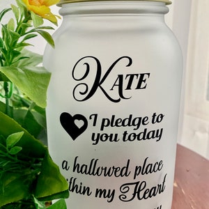 Cemetery/grave/garden Memorial Mason Jar Light W/ Hanger Bereavement, Sympathy Gift, I Pledge to ...