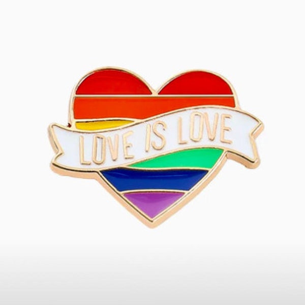 LGBTQ Enamel Lapel Pin, Gay Pride, lesbian, gay, bisexual, transgender pride, rainbow colors, Love is Love