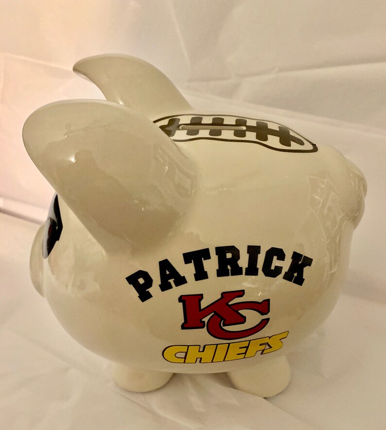 Large KANSAS CITY CHIEFS Personalized Football Piggy Bank Etsy