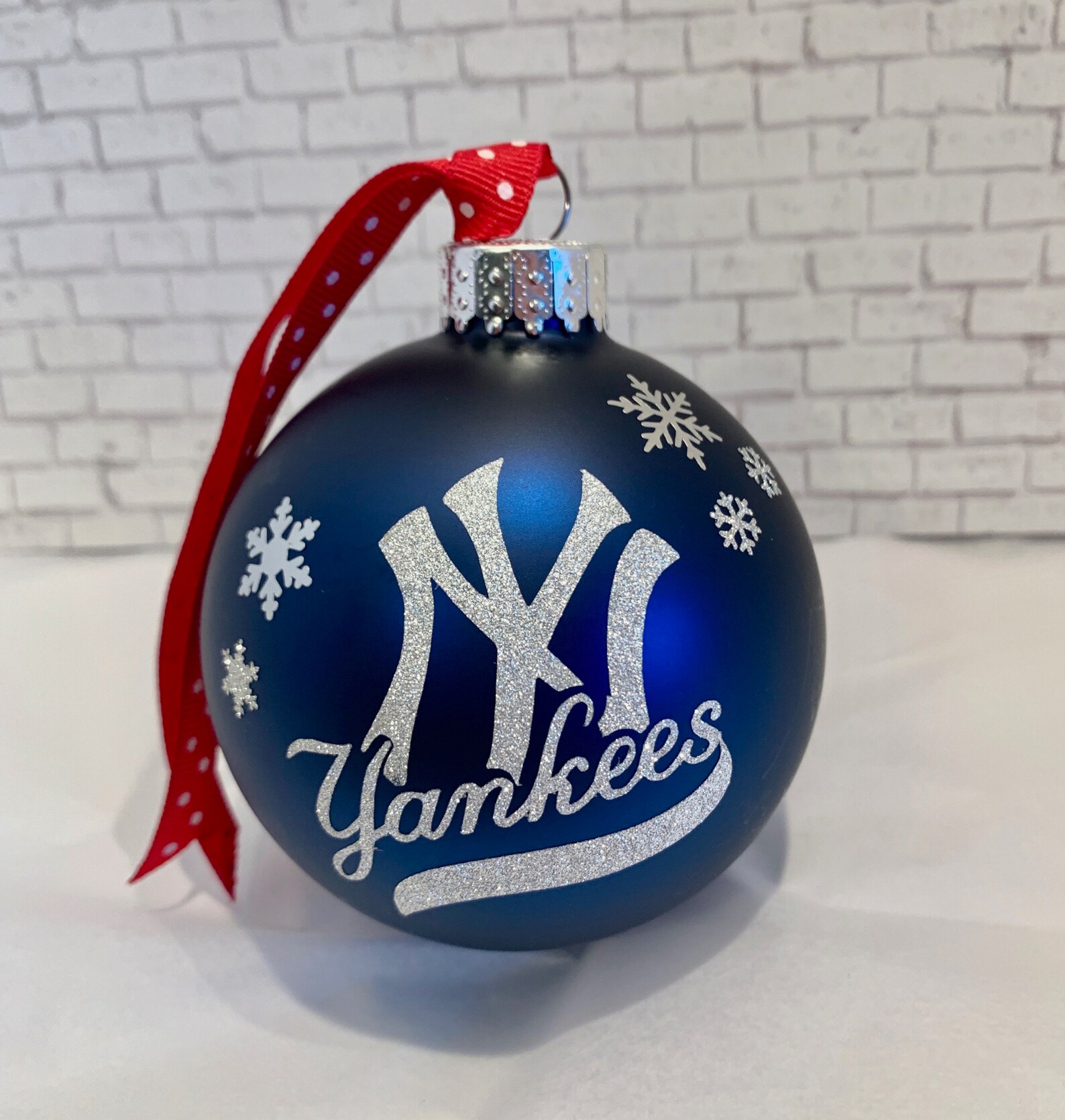 NY YANKEES 80mm round glass Christmas ornament can add a Etsy