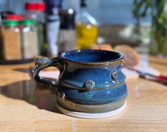 スープマグ、ろくろ成形陶器、セラミック、カスタム釉、一点もの