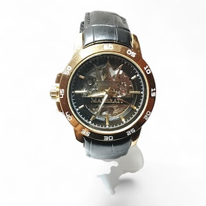 Orologio da polso meccanico usato - orologio automatico scheletrato di lusso in oro da uomo - quadrante nero con cuore aperto