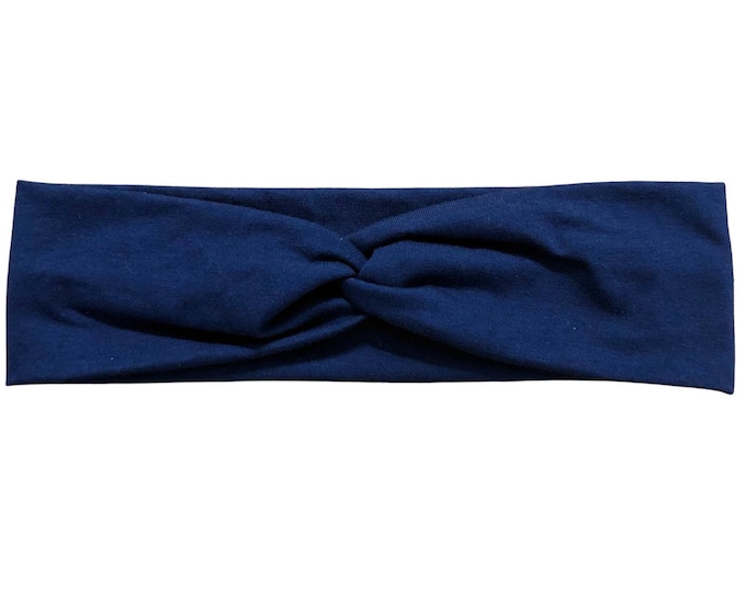 Solid Navy Blue Headband With Buttons for Masks Women's Etsy